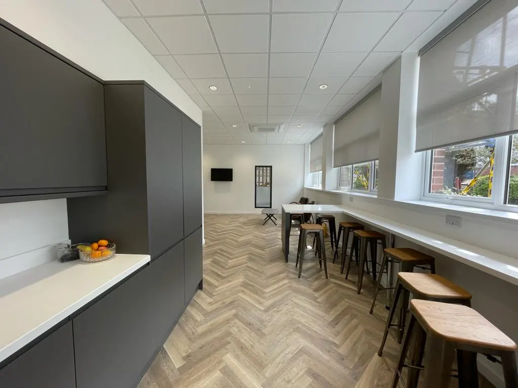 Wood Effect herringbone Vinyl in a kitchen